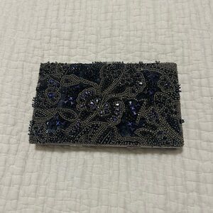 Navy beaded clutch